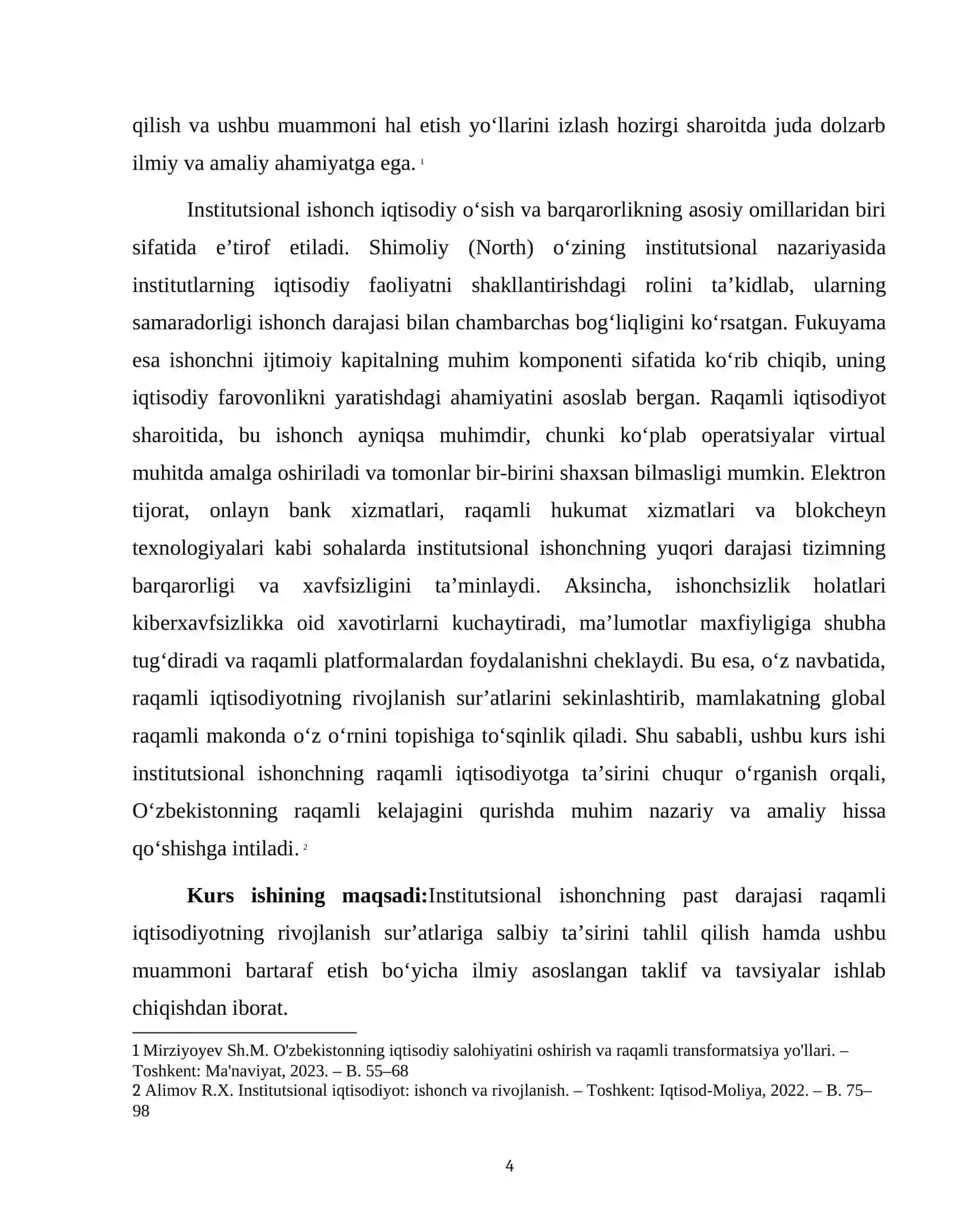 "INSTITUTSIONAL ISHONCHNING PAST DARAJASI RAQAMLI IQTISODIYOTNING RIVOJLANISH SUR’ATLARIGA SALBIY TA’SIRI" 4