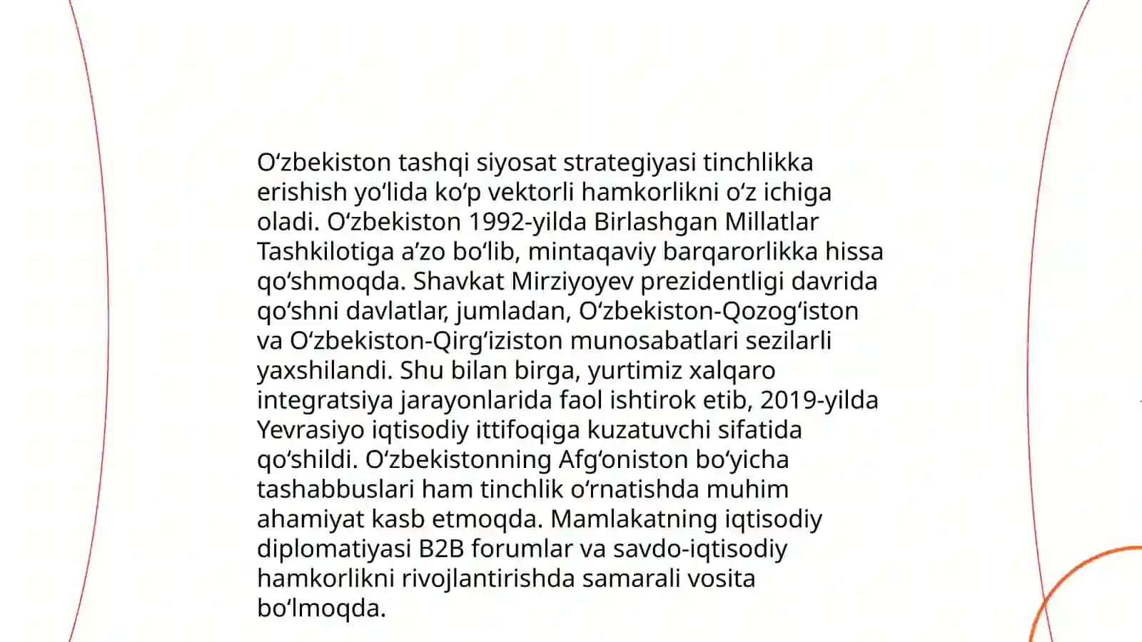 O‘zbekiston Markaziy Osiyodagi tinchlik va barqarorlikni ta‘minlashdagi o‘rni 4