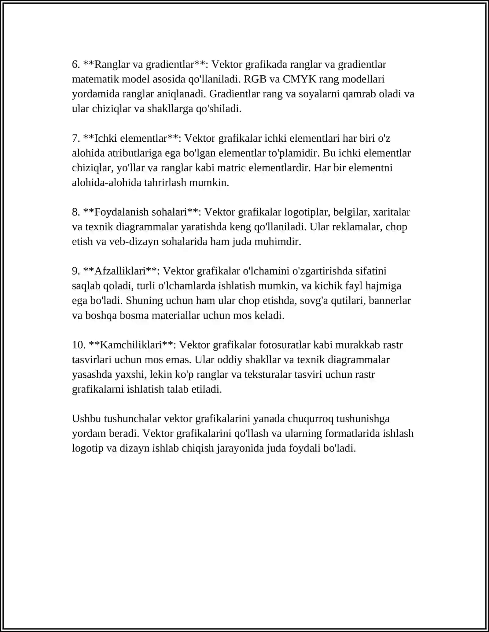 GRAFIK KOʻRINISHIDAGI OBYEKTLAR USTIDA ISHLASH 4