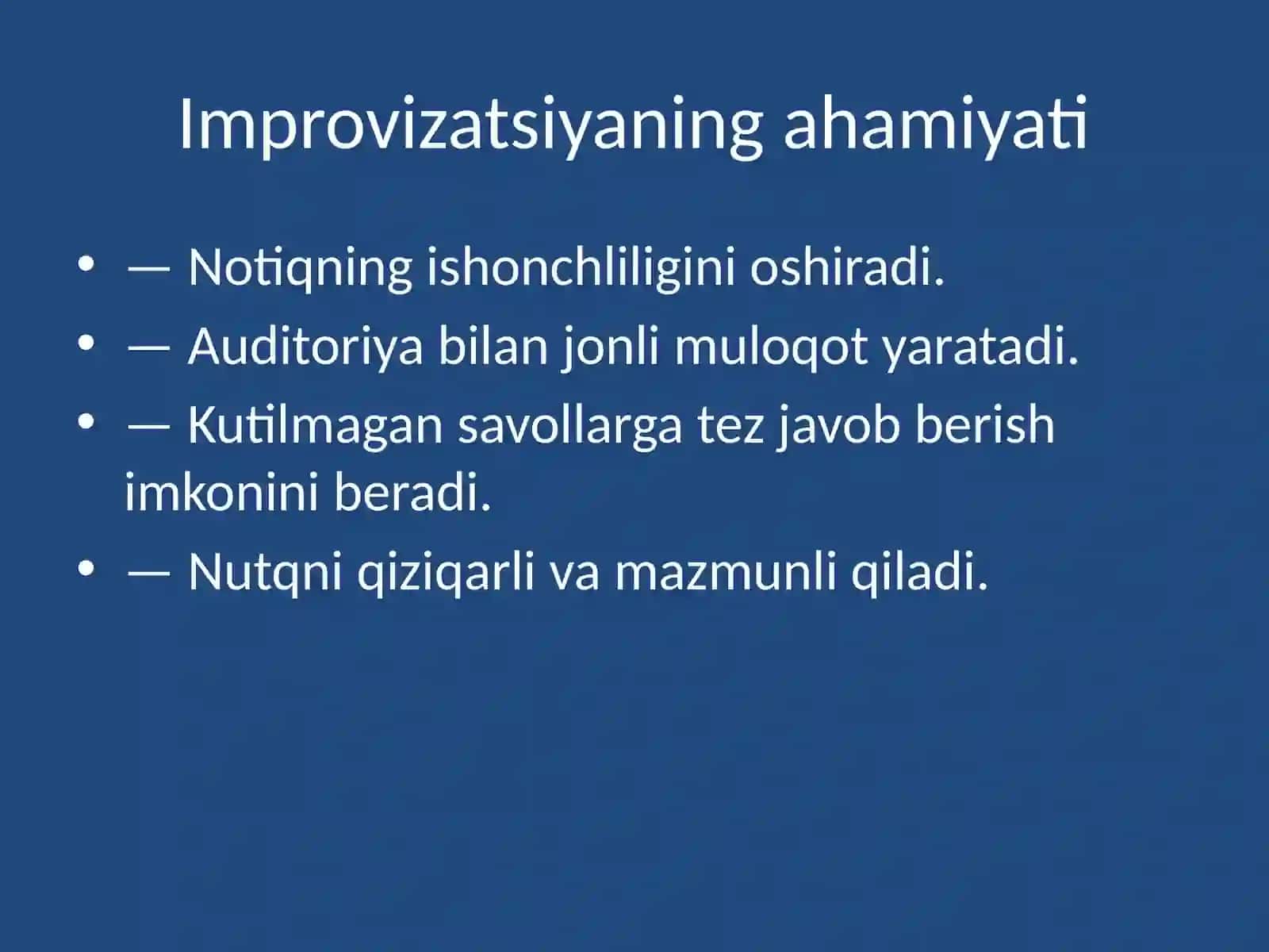 Improvizatsiyaning notiqlik mahoratidagi o‘rni 4