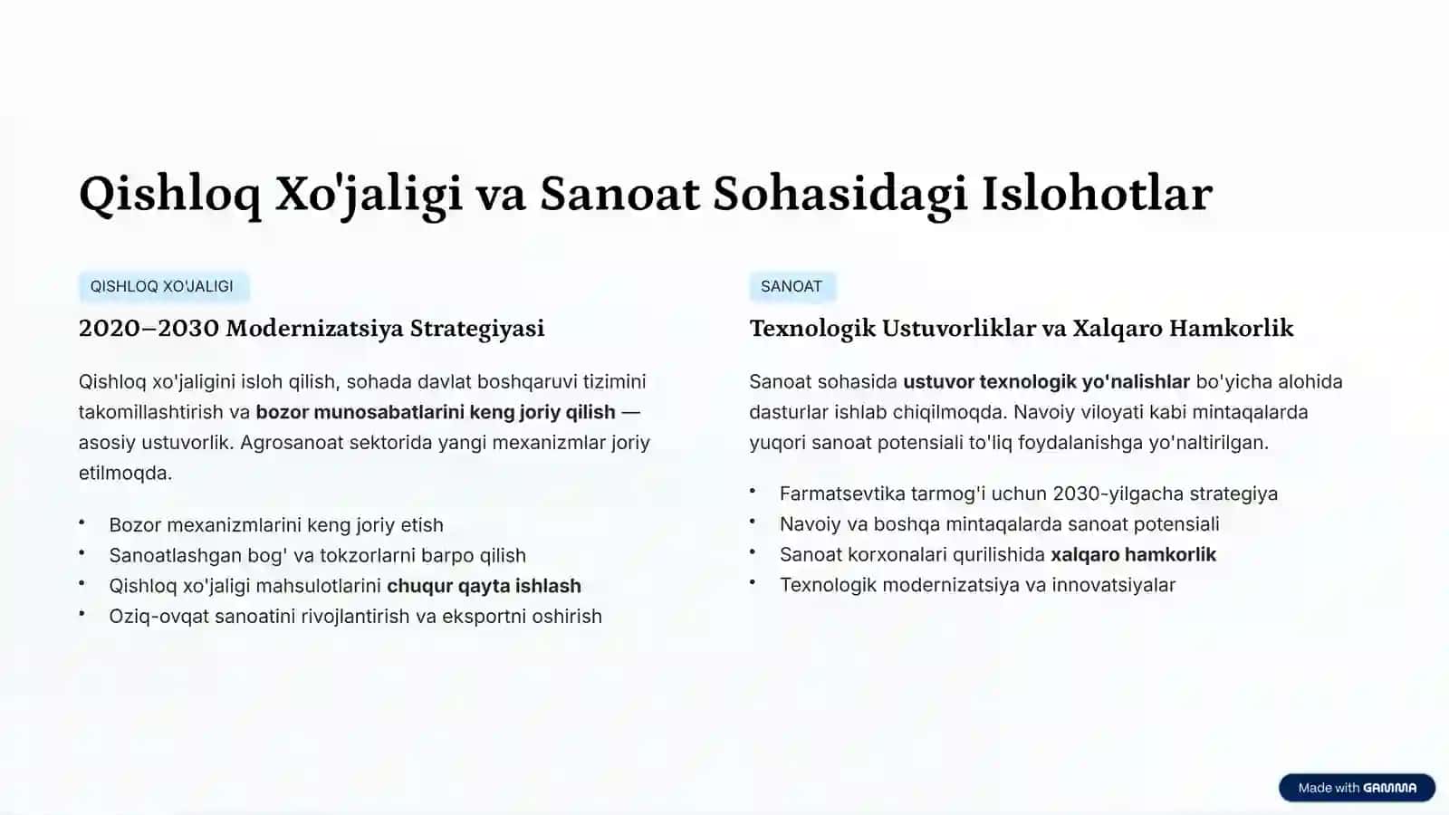 O'zbekistonda Iqtisodiy Islohotlar va Rivojlanish 4