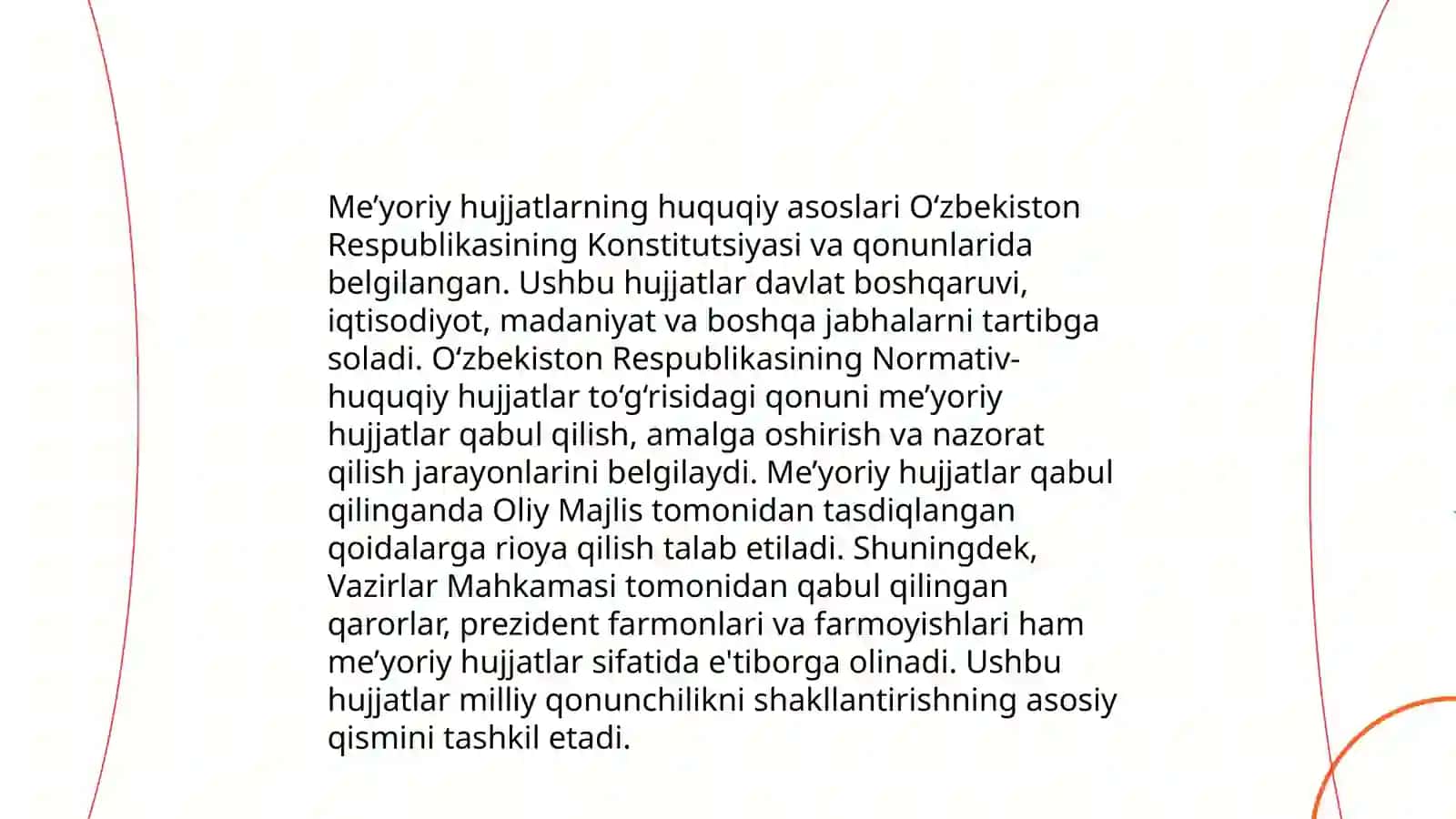 Me'yoriy xujjat kategoriyalari,tuzish tartibi, ularning tuzilishini 4