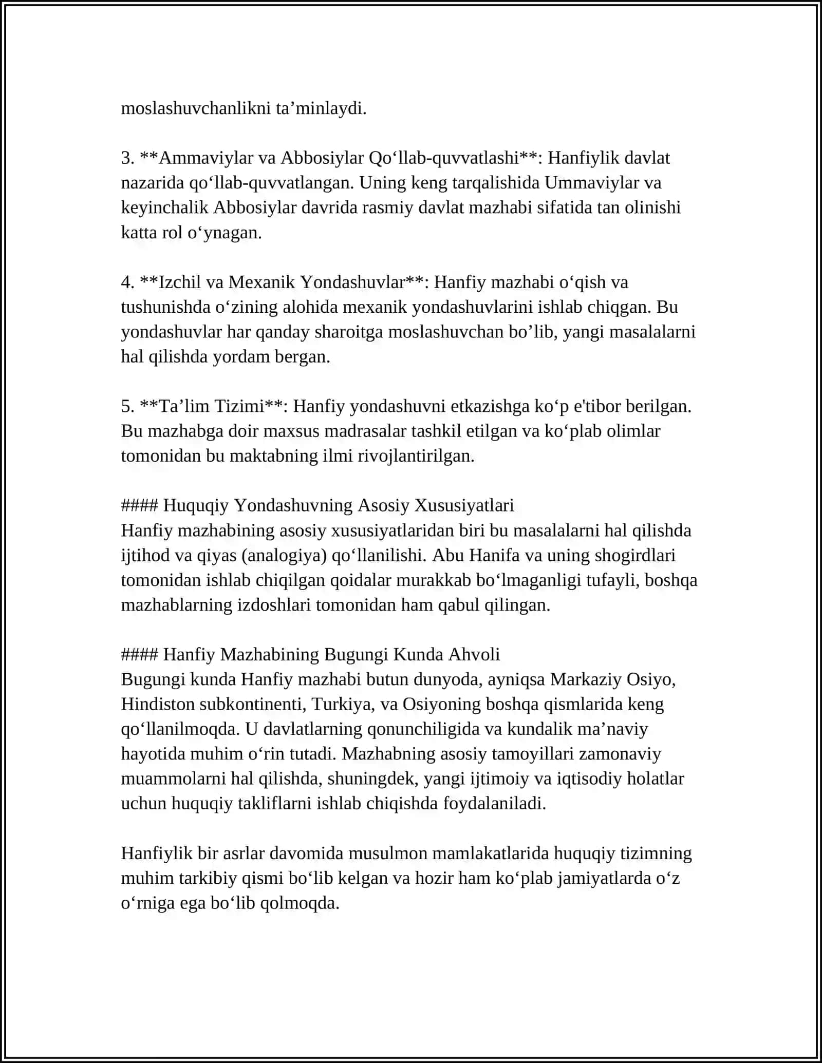 HANAFIYLIK VA XANBALIYLIK MAZHABINING O'ZARO FARQLARI HANAFIYLIKNING BAG'RIKENGLIK MOHIYATI ISLOMDA MAZHABLARNING PAYDO BO'LISHI 4