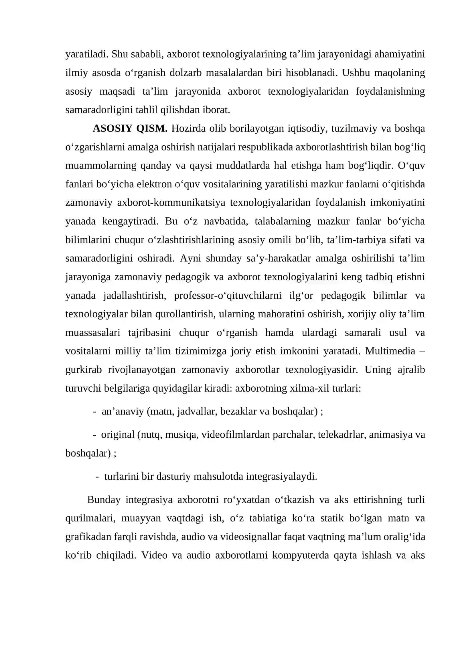 "Ta`lim jarayonida axborot texnologiyalaridan foydalanishning afzalliklari" maqola 4