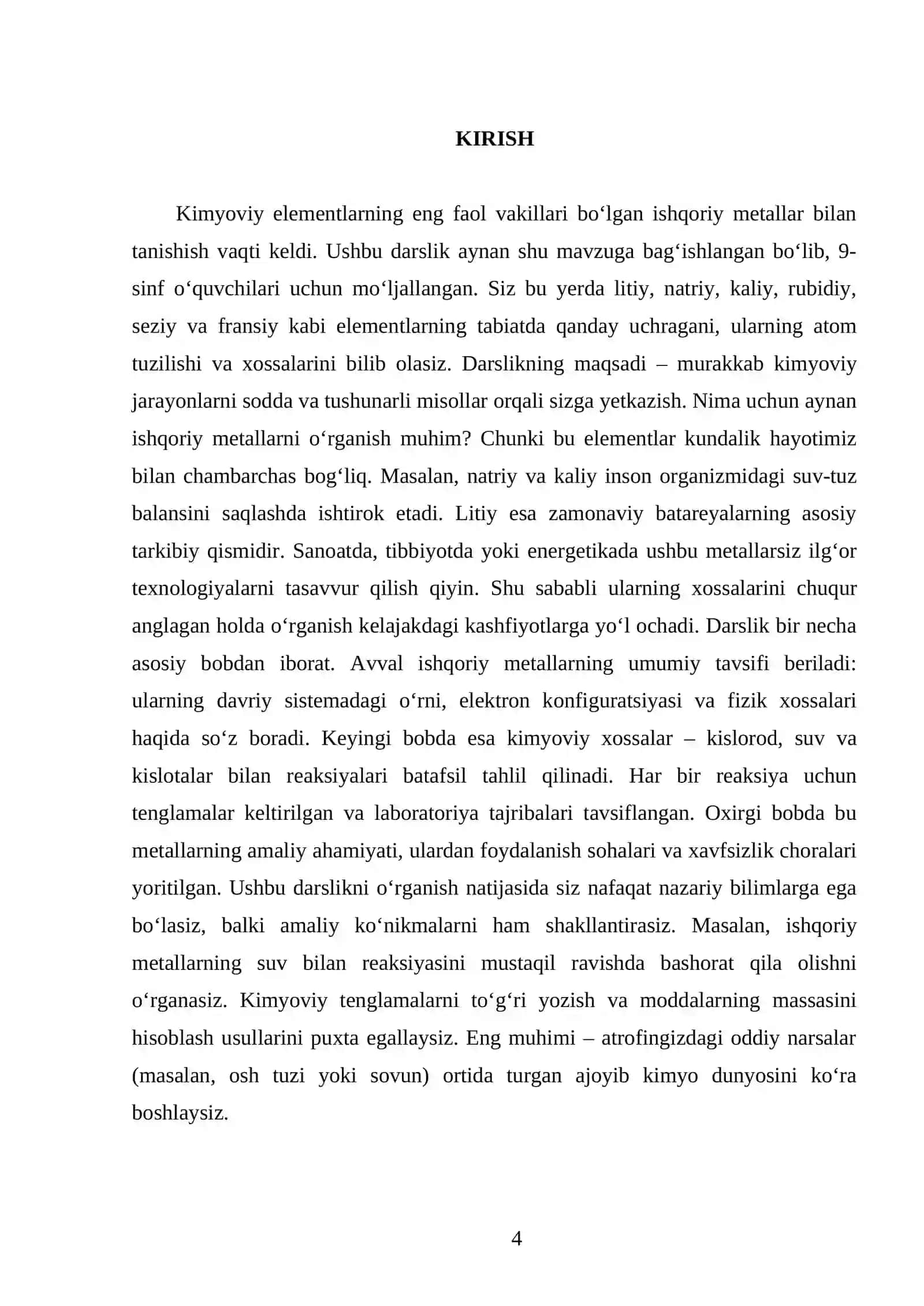 ISHQORIY METALLAR. 9 - SINF 4