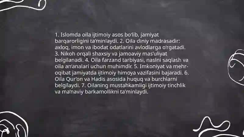 Oil haqida tushuncha va uning mohiyati. Oila va islom 4