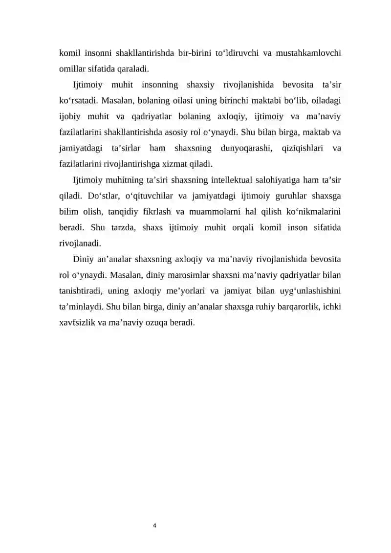 Ijtimoiy muhit, diniy an’analar va komil insonning shakllanishi 4