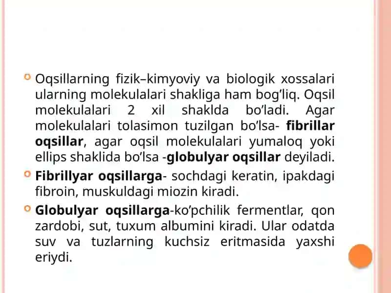 Oziq-ovqat oqsillari, tuzilishi, tarkibi va katalitik xususiyatlari 4