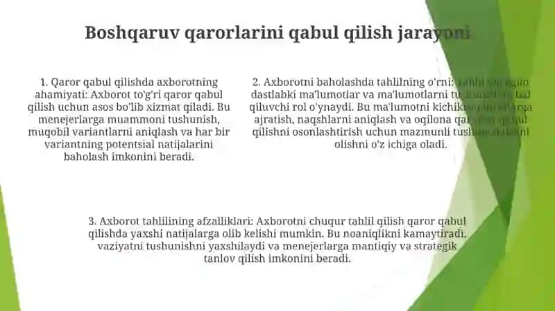 Turli Mulkchilik Shaklidagi Xo'Jalik Yurituvchi Subyektlarda Boshqaruv Qarorlari Qabul Qilishda Tahlilning Ahamiyati 4