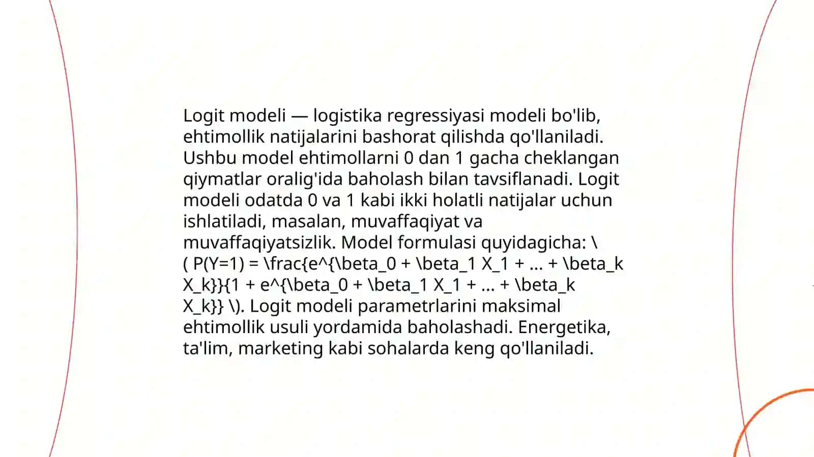 Ikkilik tanlov modellari, bog’liqli o’zgaruvchilar uchun cheklangan modellari va maksimal ehtimollikni baholash 4