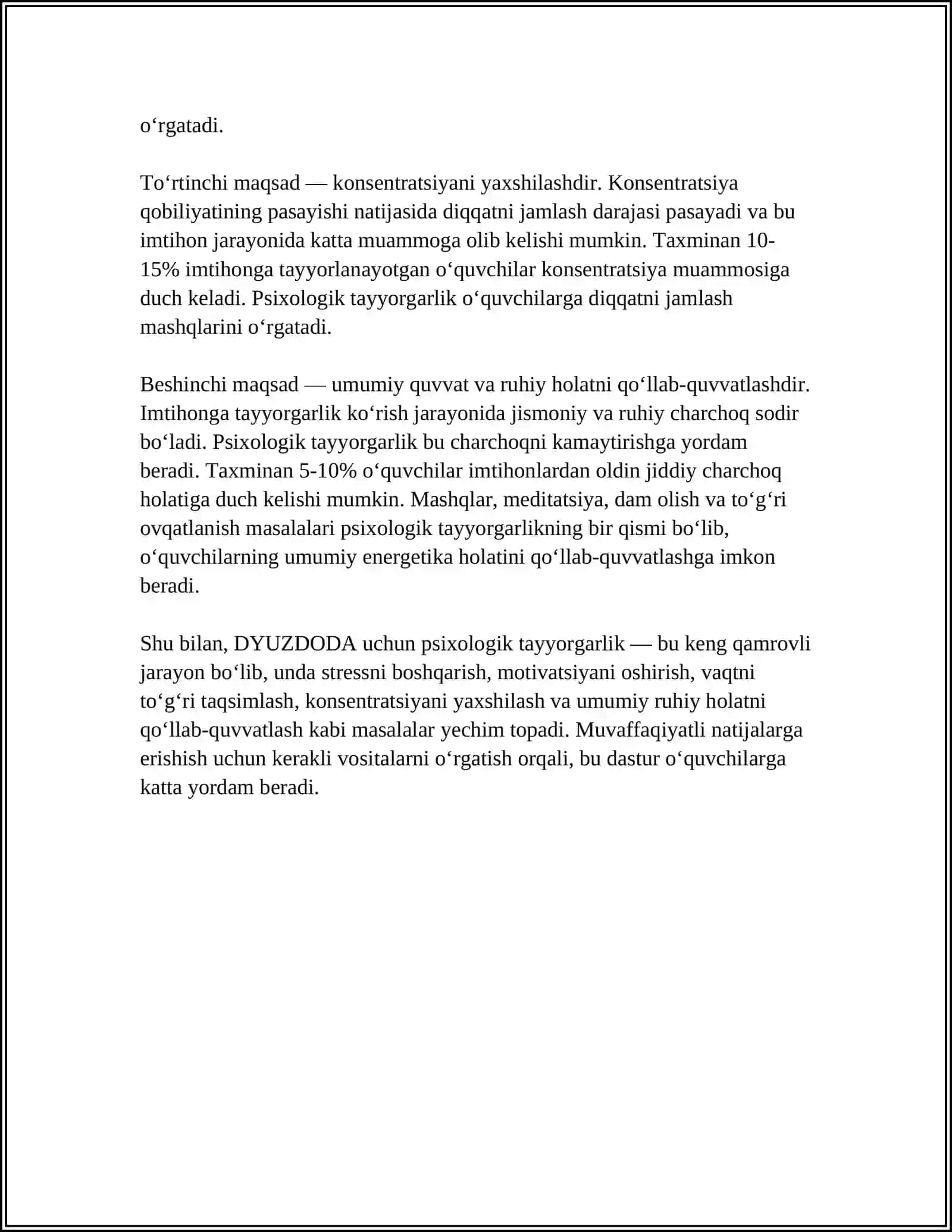 DYUZDODA PSIXOLOGIK TAYYORGARLIK TO'G'RISIDA TUSHUNCHA 4