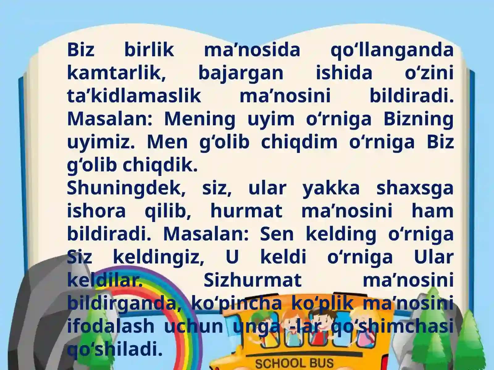 Kishilik olmoshlarining gap bo’laklari vazifasida qo’llanilishi 4