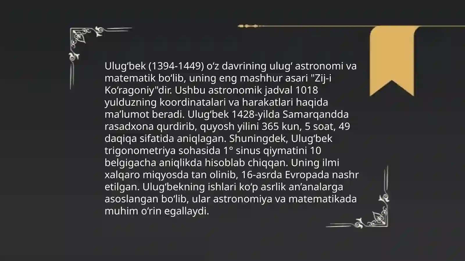 Mirzo Ulug'bek hayoti 4
