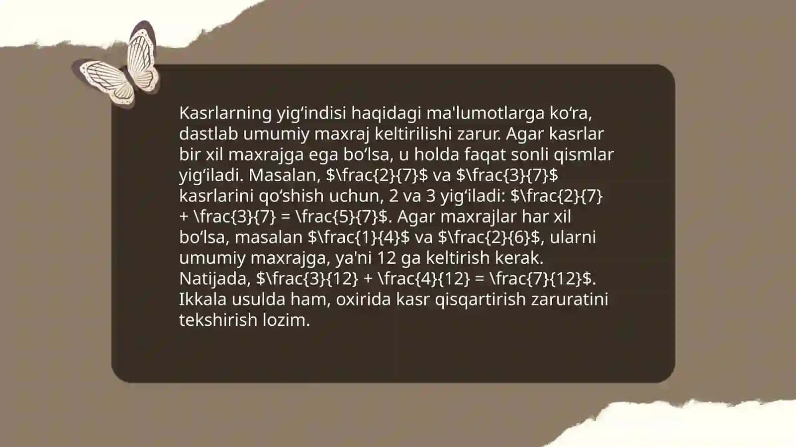 O'nli kasrlarni bo'lish 4