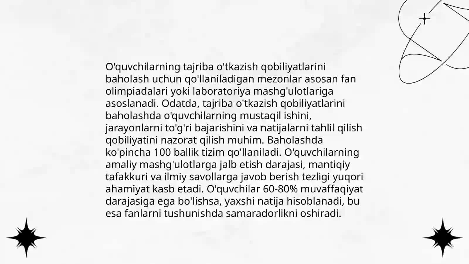 Eksperimental ko'nikmalar baholash metodikasi 4