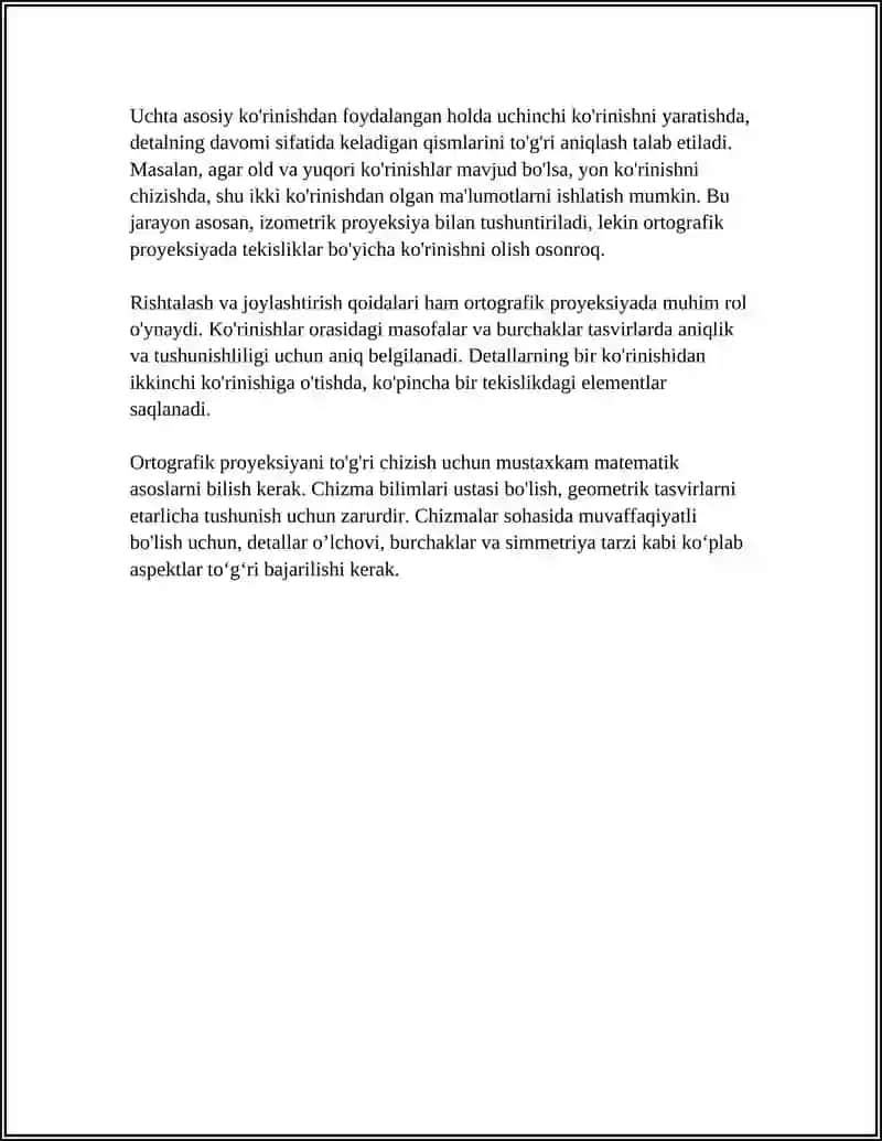 DETALNING IKKI KORINISHIDAN FOYDALANIB UCHUNCHI KO’RINISHINI CHIZISH QOYIDALRI 4