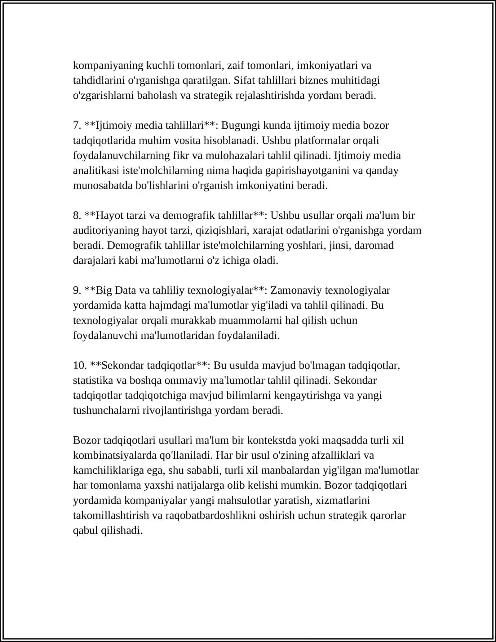 MARKETING TADQIQOTLARI ORQALI AXBOROT TO‘PLASH USULLARI 4