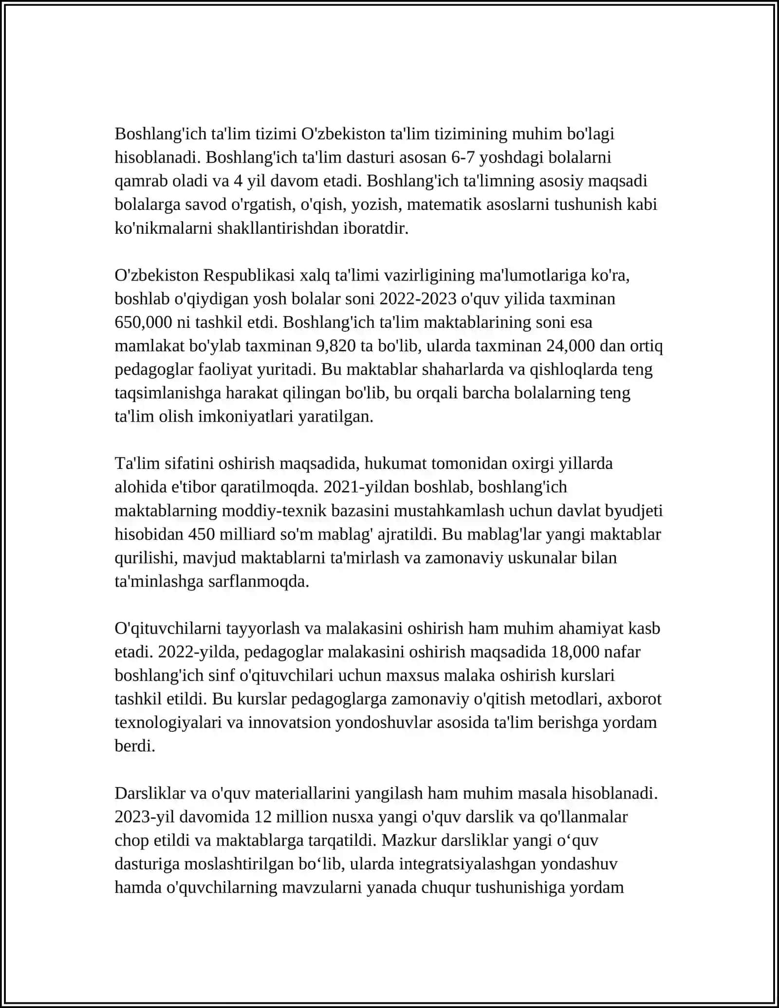 BOSHLANGʻICH TA'LIM PEDAGOGIKASI HAQIDA UMUMIY TUSHUNCHA 4