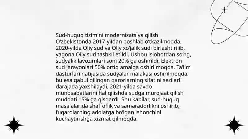 Yangi Oʻzbekistonda Prezident Sh. M.Mirziyoyev rahbarligi va tashabbusi ostida amalga oshirilayotgan islohotlar 4