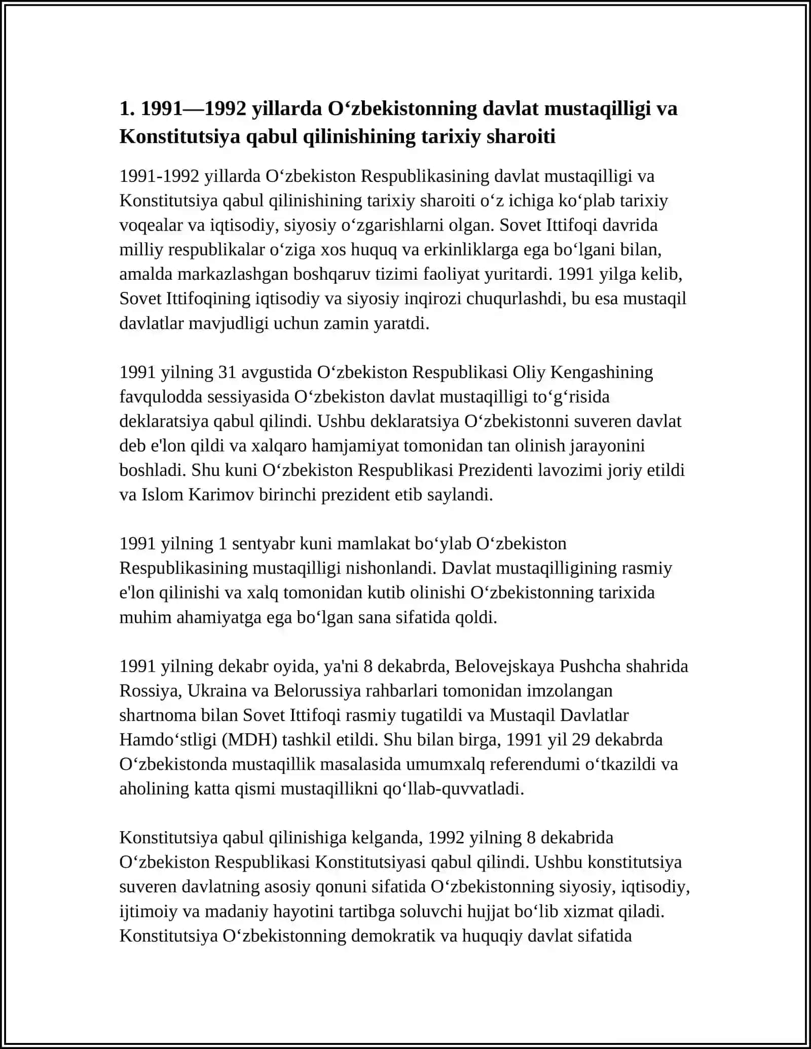 O‘ZBEKISTON RESPUBLIKASINING KONSTITUTSIYASI QABUL QILINISHI TARIXI (1991-2025) 4