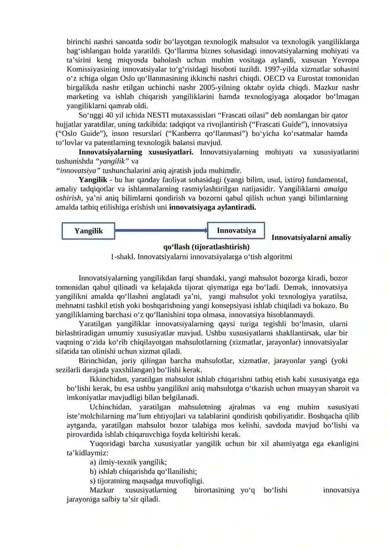 INNOVATSION RIVOJLANISHNING ASOSIY TUSHUNCHALARI. INNOVATSIYA NAZARIYALARI 4