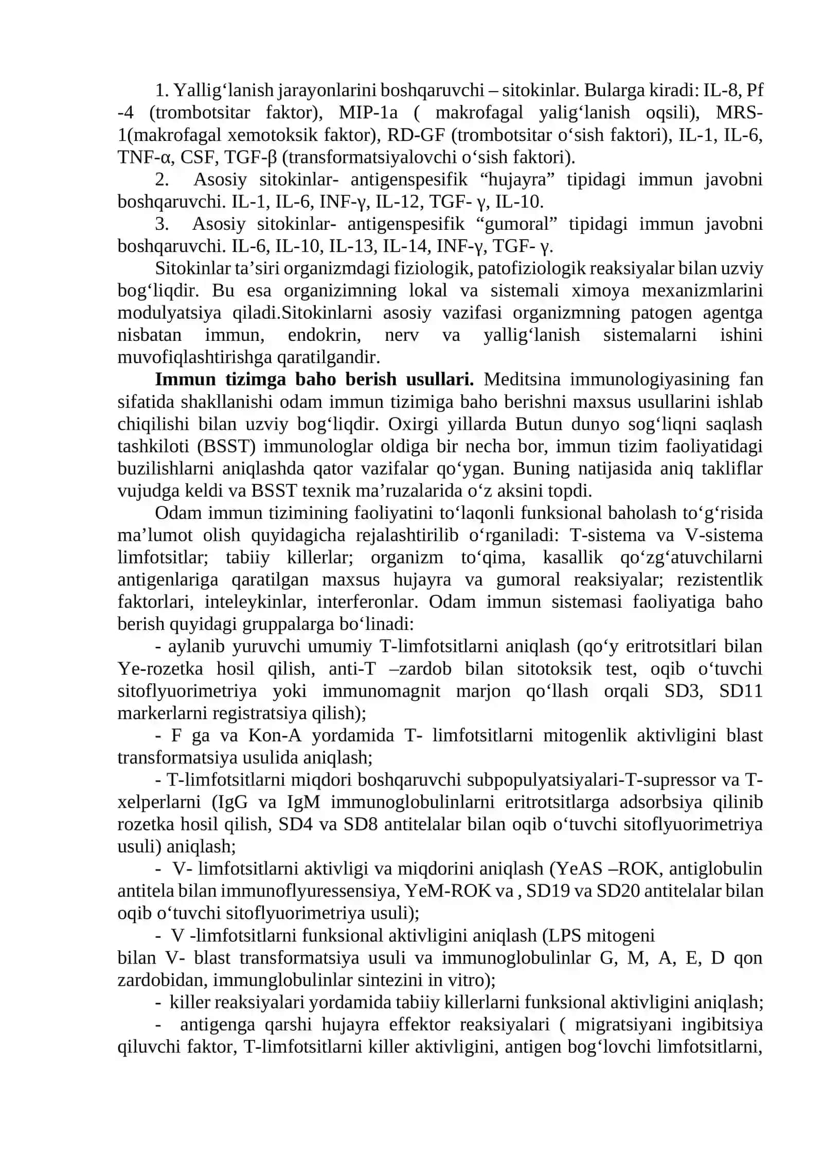 Adaptiv immunitet. T va B limfotsitlar va ularning subpopulyasiyasi. CD-markyorlar. Gumoral va hujayra tipidagi immun reaksiyalar mexanizmlari. T- va B- limfotsitlarga laboratoriya usullarida baho berish 4