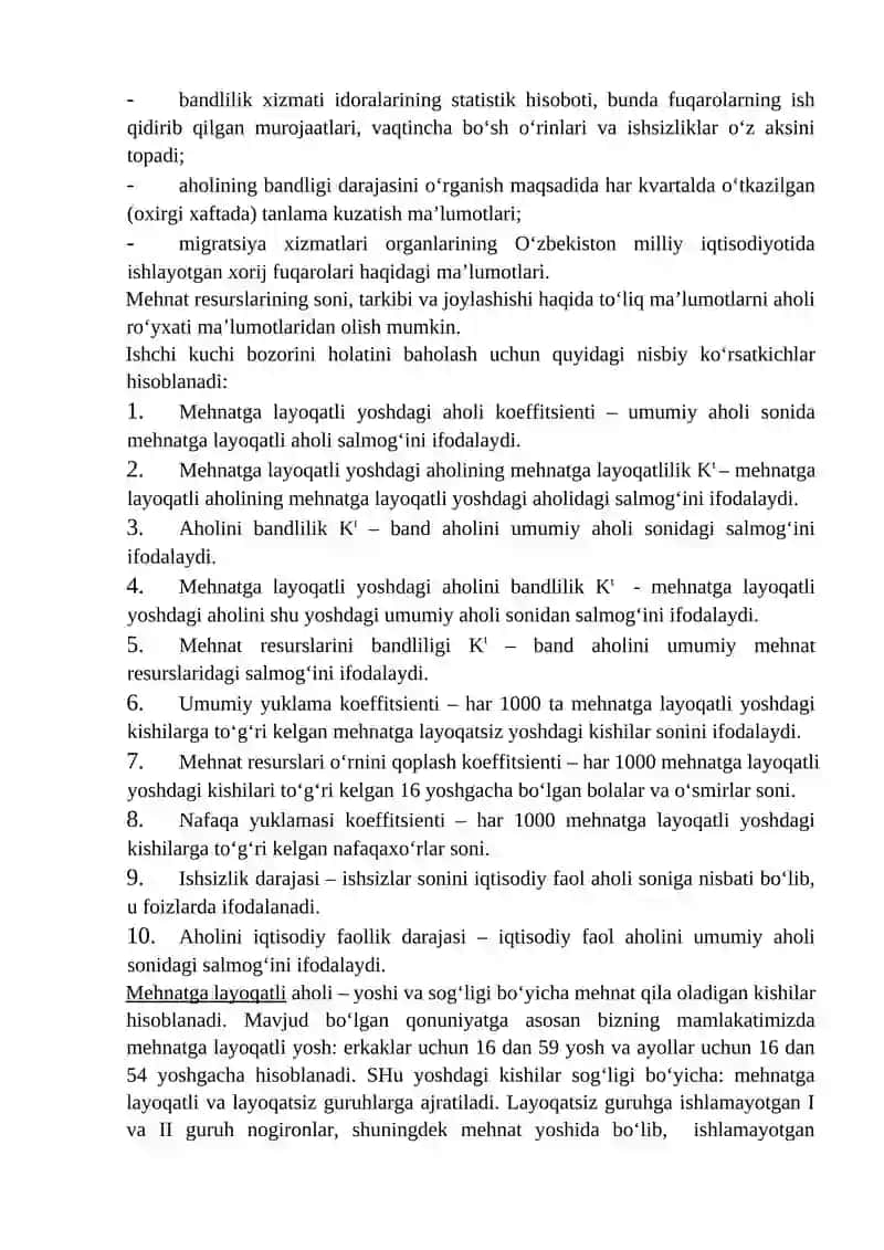 Mehnat bozori resurslari statistikasi 4