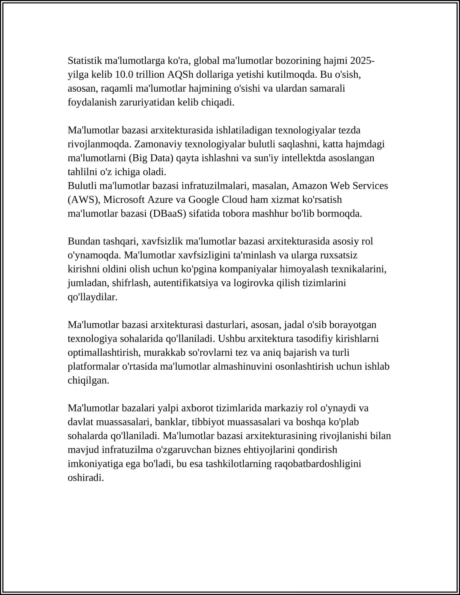 MAʼLUMOTLAR BAZASINI YARATISH VA ULARNI STATISTIK QAYTA ISHLASH 4