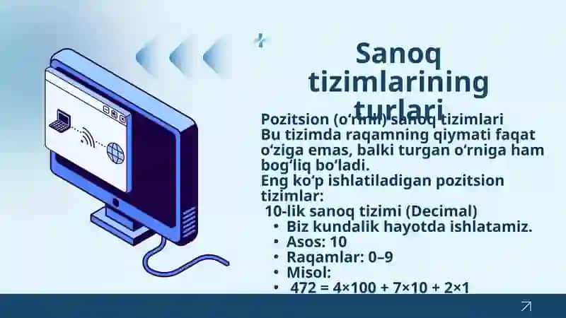Sanoq sistemasi tushunchasi va turlari 4