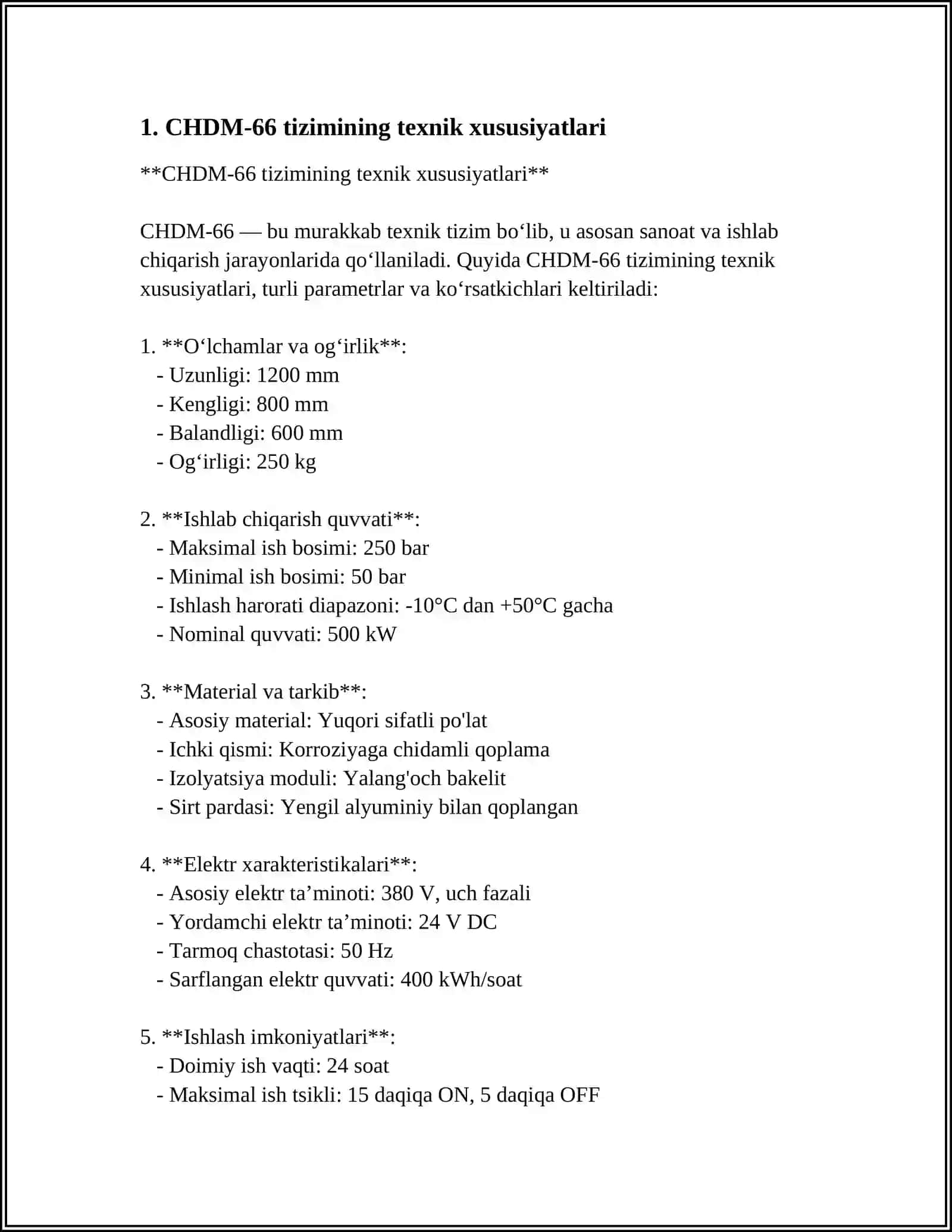 CHDM-66 SPORADIK TIZIMIDA URKS ISHINI TAHLIL QILISH 4