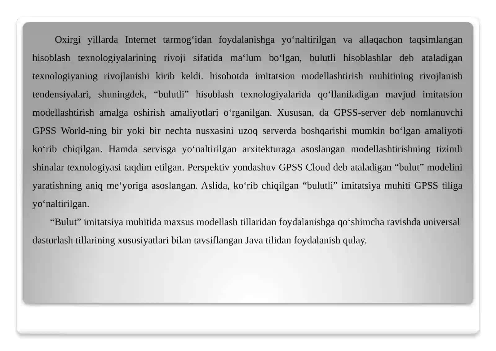 Imitatsiya modellarini ishlab chiqishda maxsus modellashtirish tillari 4