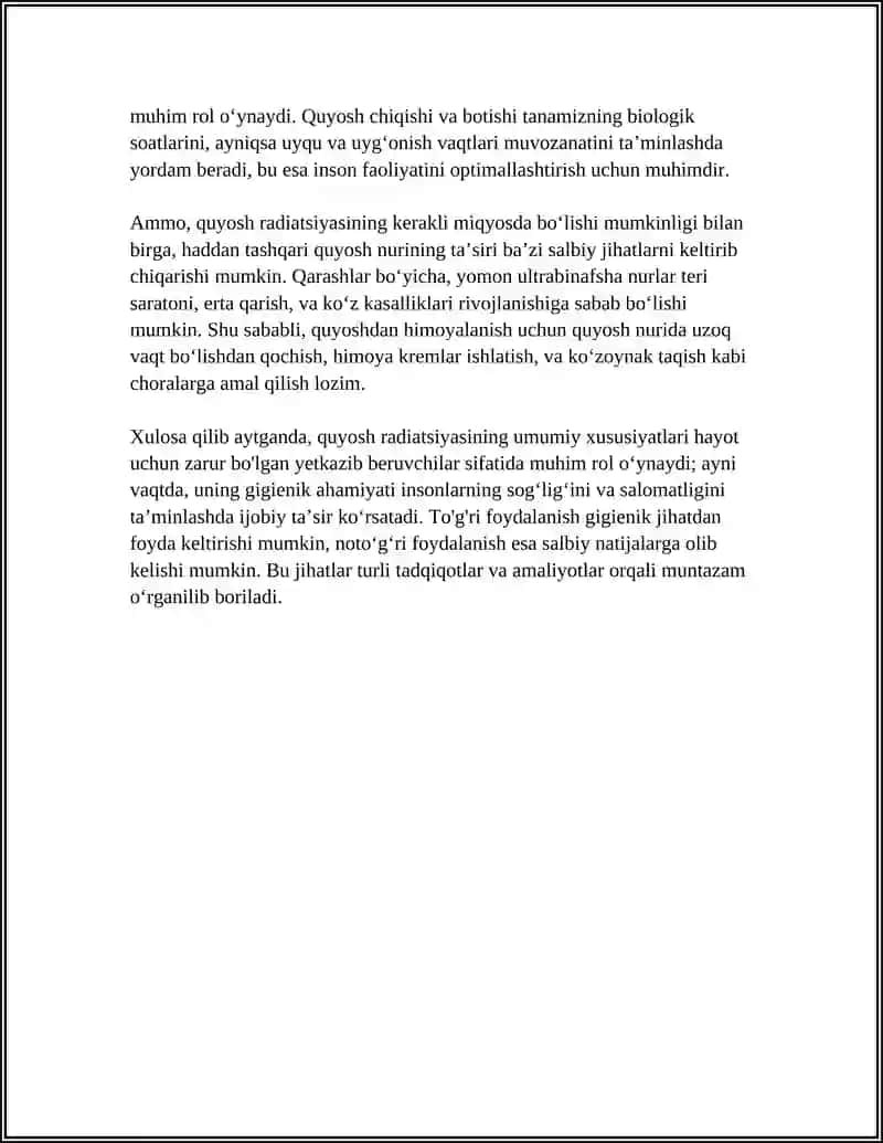 QUYOSH RADIATSIYASINING GIGENIK AHAMIYATI 4