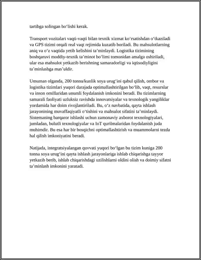 SUTKASIGA 200 TONNA SO'YA URUGʻINI LENTALI EKSTRAKTORDA QAYTA ISHLAB EKSTRAKSON MOY OLISH TEXNOLOGIYASI 4