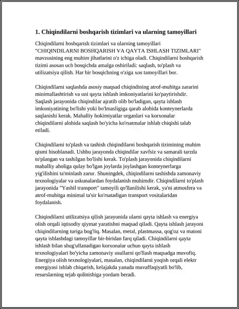 CHIQINDILARNI BOSHQARISH VA QAYTA ISHLASH TIZIMLARI 4