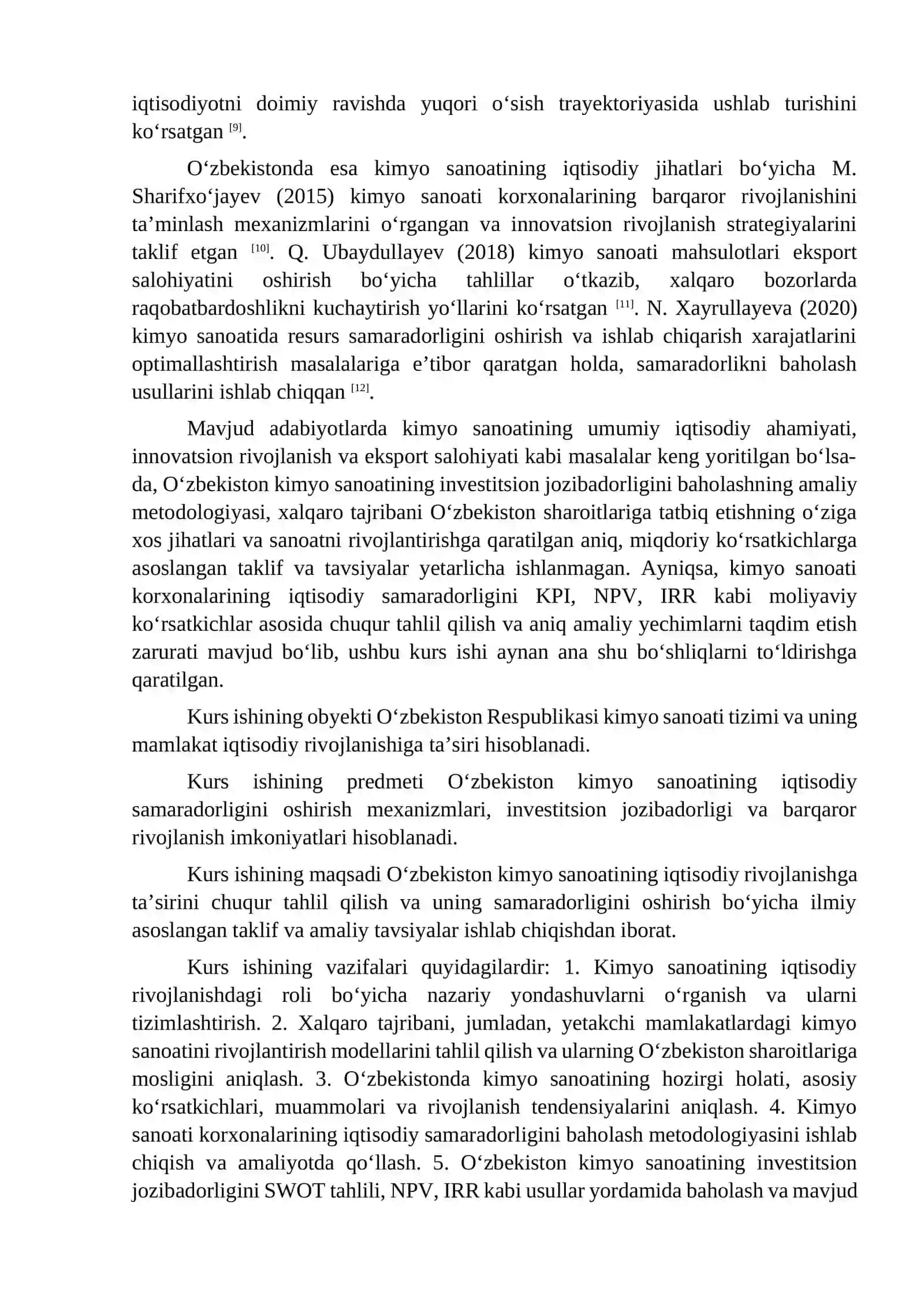 Kimyo sanoati va iqtisodiy rivojlanish o‘rtasidagi 4