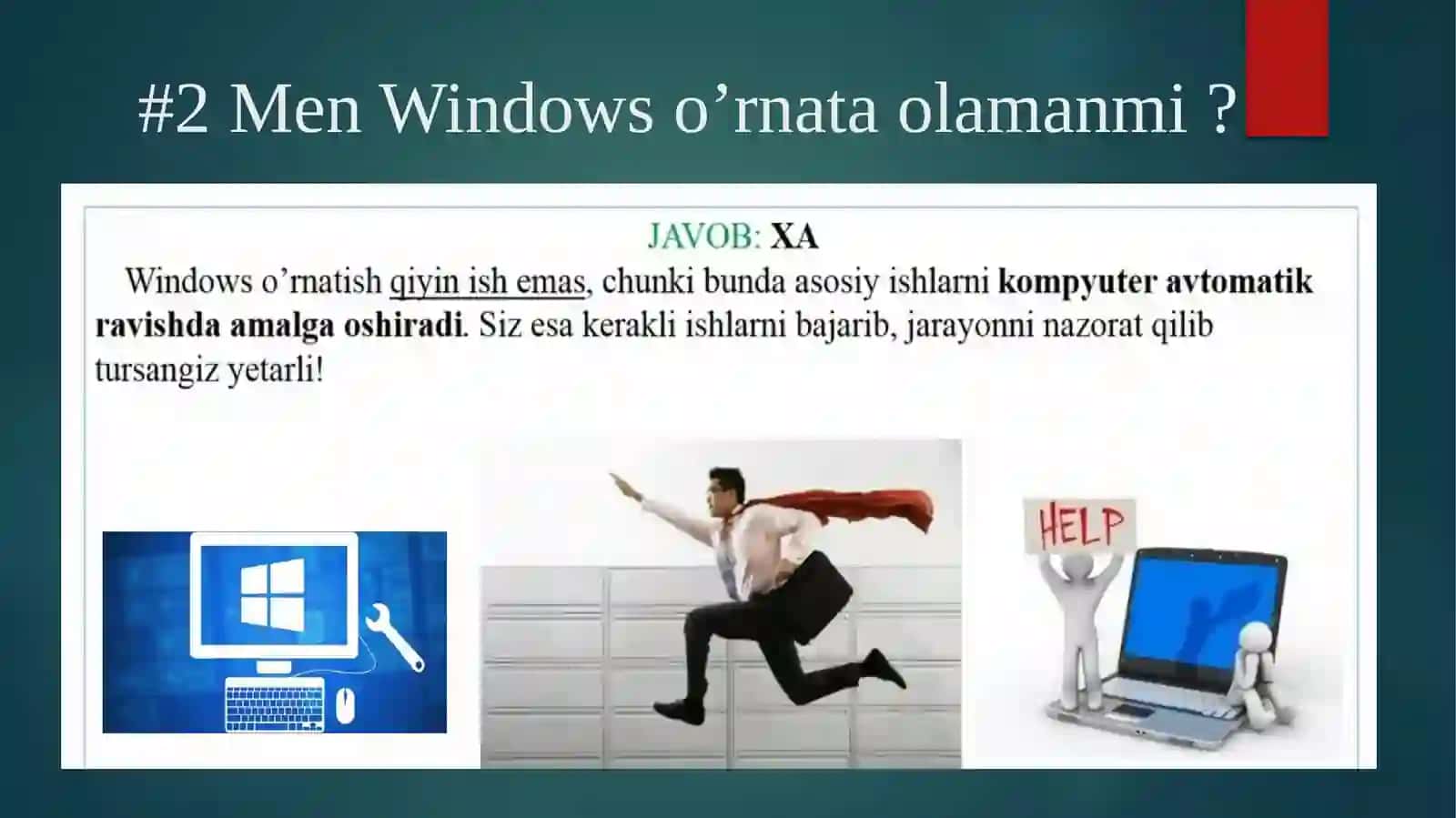 Windowso’rnatishbo’yichasavol-javoblar 4