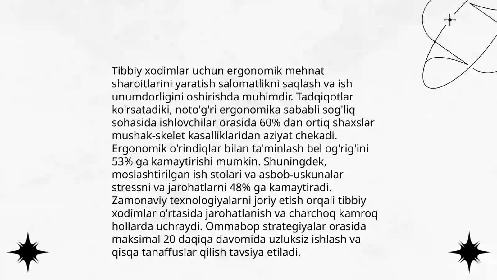 Davolash profilaktika muassalarida tibbiy xodimlarning salomatligini ta'minlovchi mehnat sharoitlarini tashkil etish 4