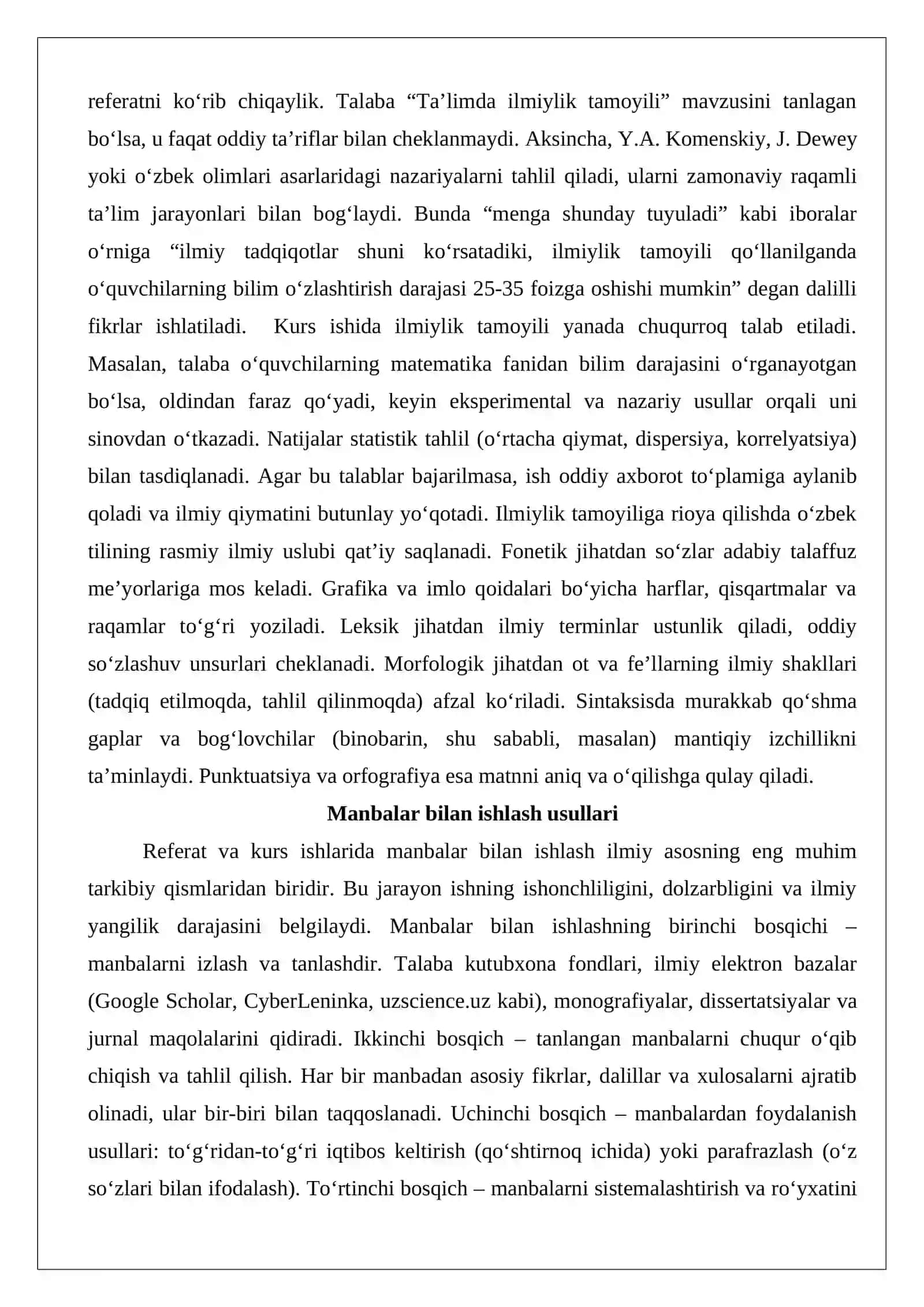 Referat va kurs ishlarini tayyorlash: ilmiylik, tizimlilik va rasmiylashtirish tamoyillari 4