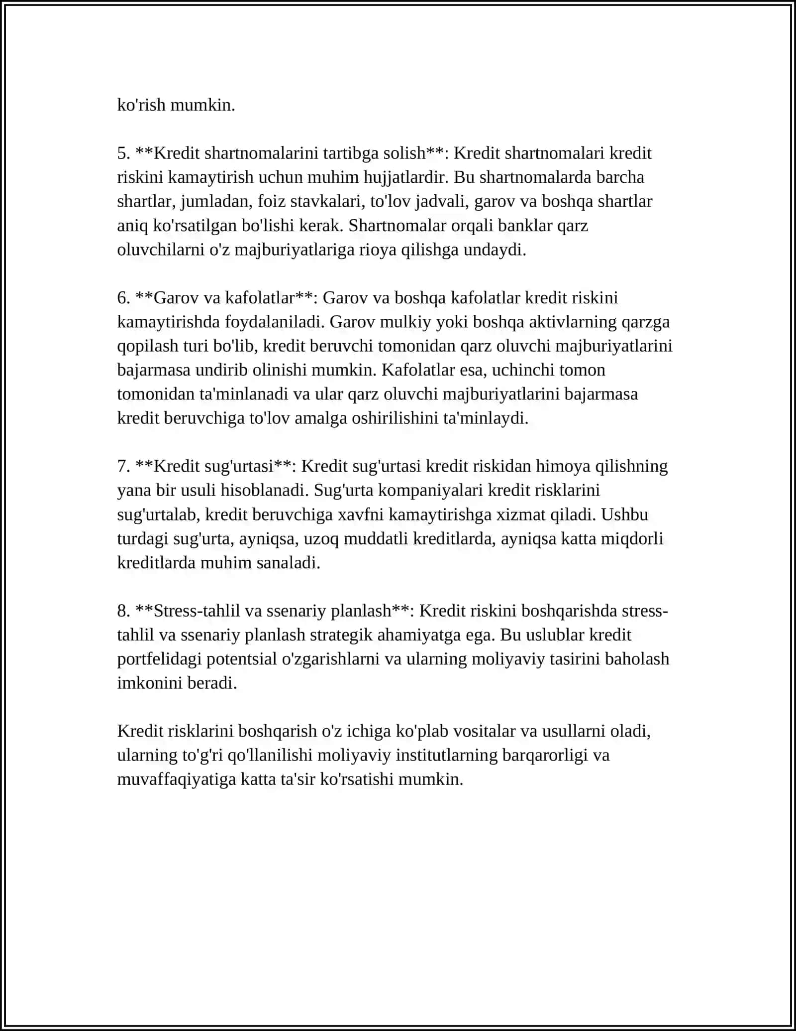 MOLIYAVIY RISKLARNI BOSHQARISH USULLARI 4