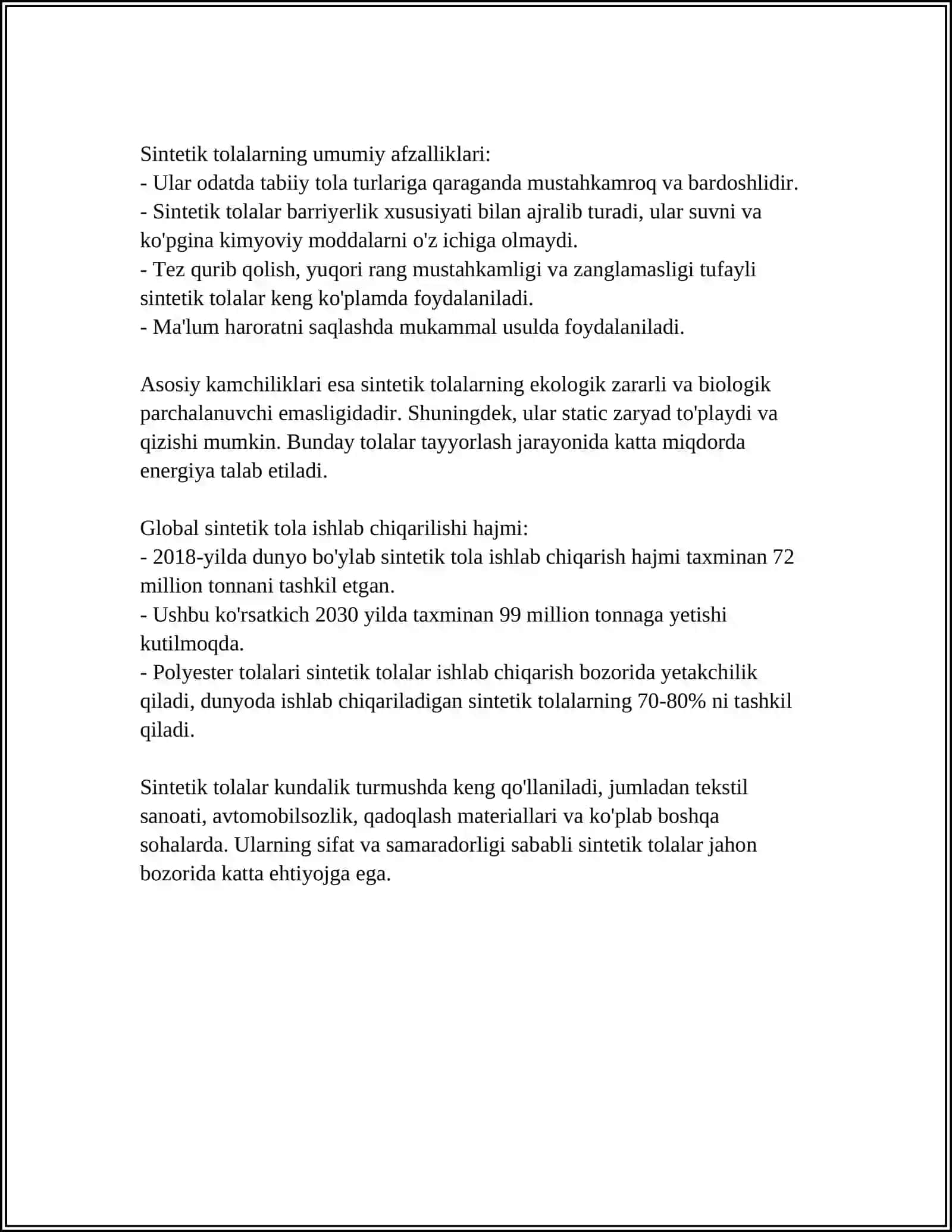 SINTETIK TOLALARNING FIZIK-MEXANIK XOSSALARI 4