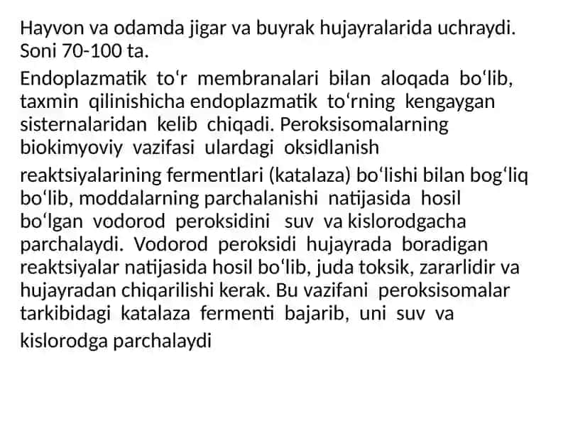Peroksisoma, Sferasoma va O‘simlik hujayrasi vakuolasi 4