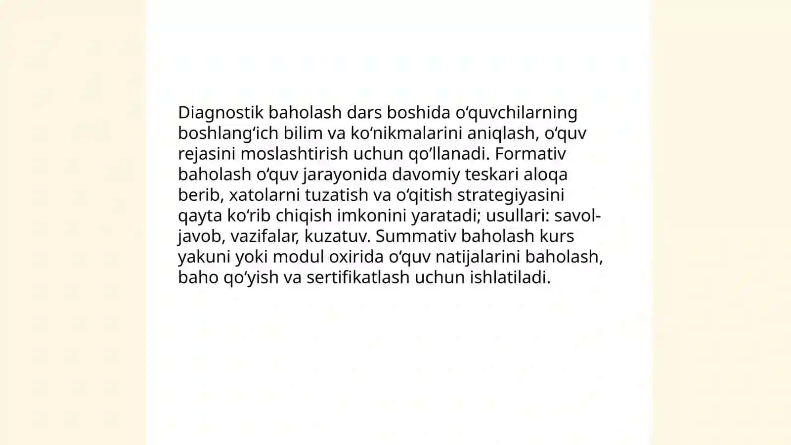 Talabalar bilimini baxolash uslubiyoti 4