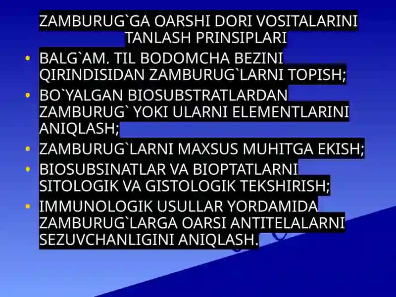 ZAMBURUG` LARGA QARSHI DORI VOSITALARINI KLINIK FARMAKOLOGIK XARAKTERISTIKASI 4
