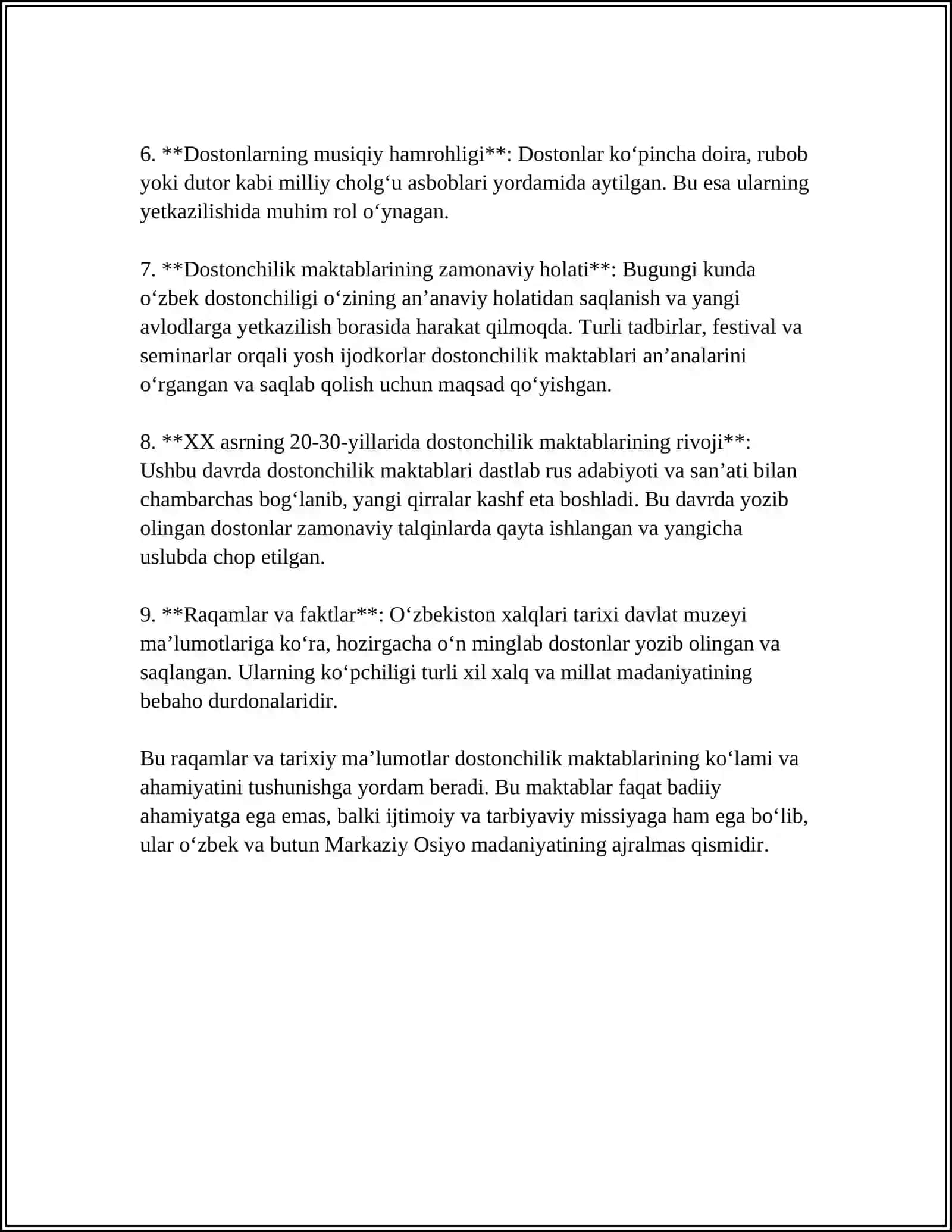 MUSTAQIL ISH Mavzu: DOSTONCHILIK MAKTABLARI HAQIDA 4