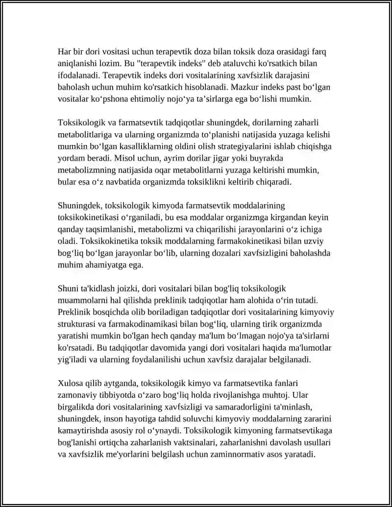 TOKSIKOLOGIK KIMYO FARMATSEVTIKAGA BOGʻLASH 4