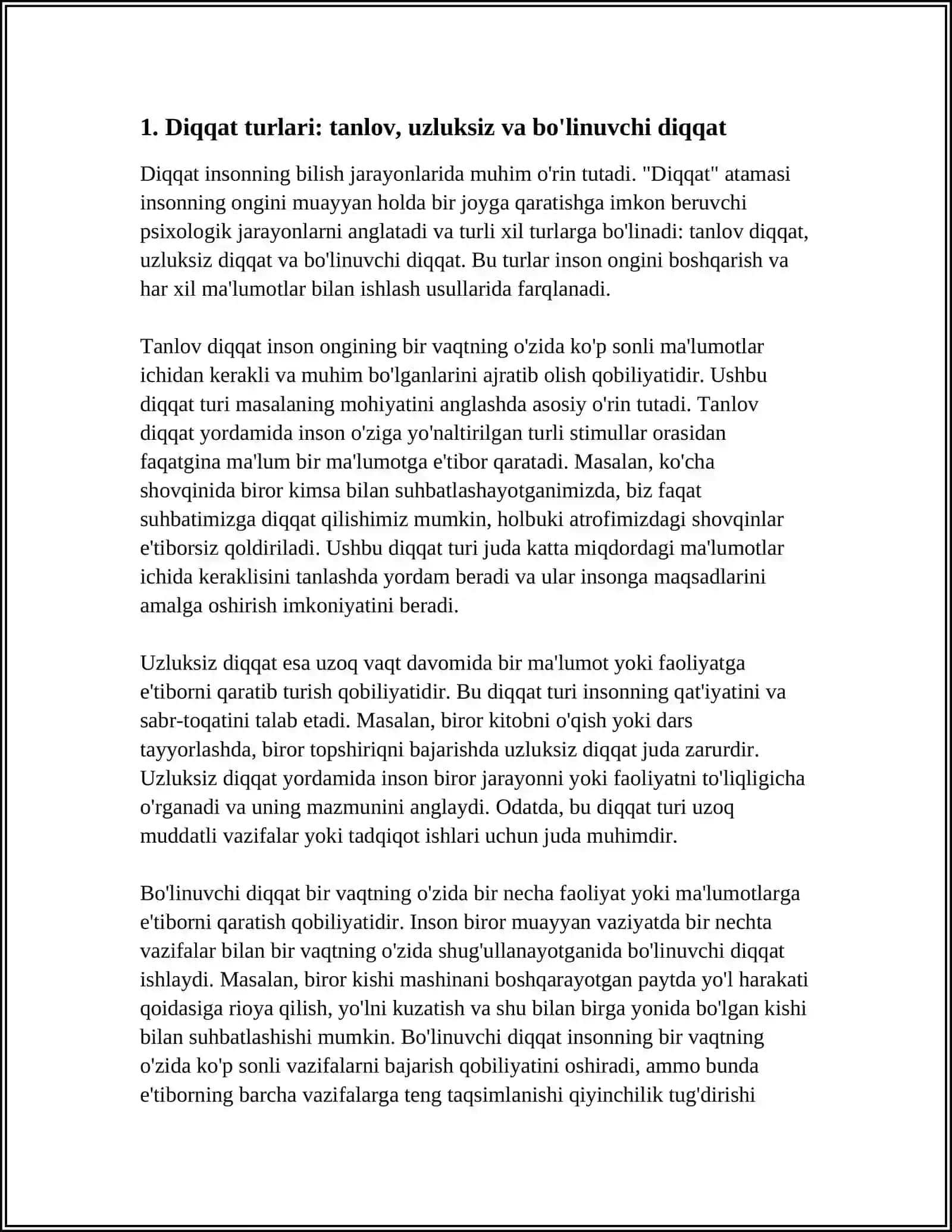 BILISH JARARAYONLARI DIQQAT, SEZGI, IDROK, TAFAKKUR 4