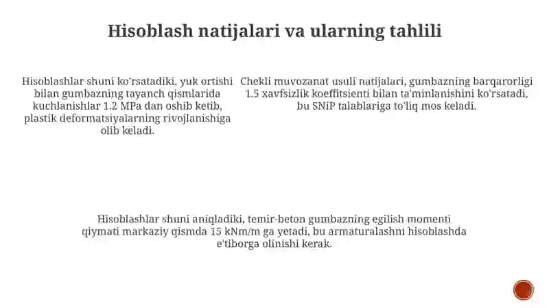 Temir-beton gumbazlarning yuk ko'tarish holatini hisoblash 4