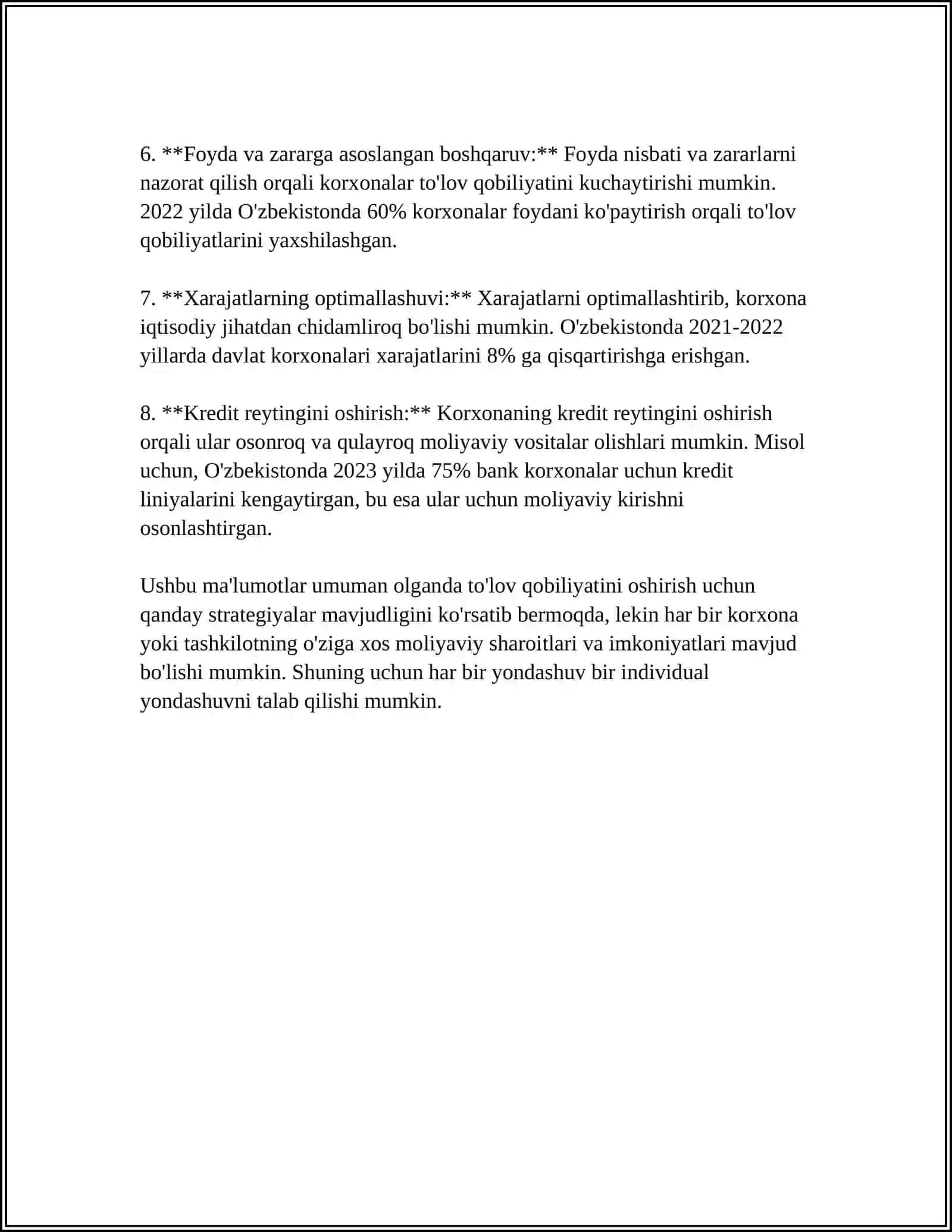 AHOLINING TO’LOV QOBILYATINI OSHIRISH YO’LLARI VA MAMLAKATIMIZDA BU BORADA OLIB BORILAYOTGAN ISHLAR 4