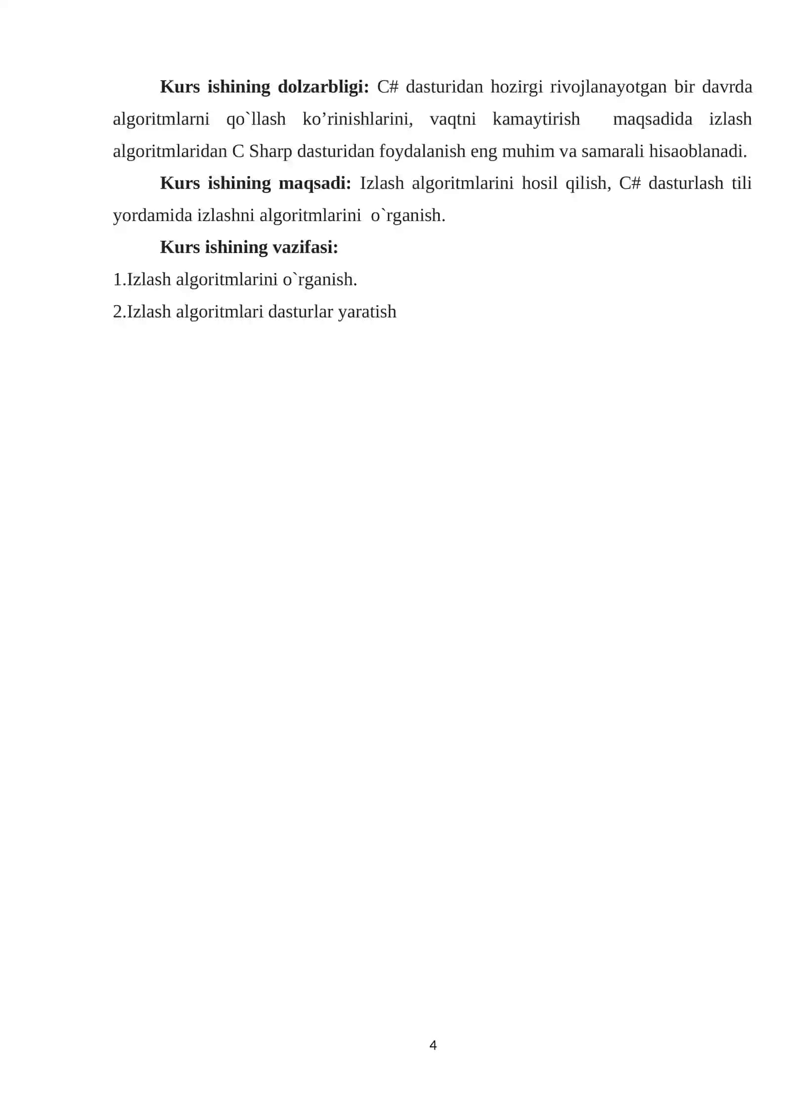 Izlash algoritmlari. kurs ishi dasturlash 4
