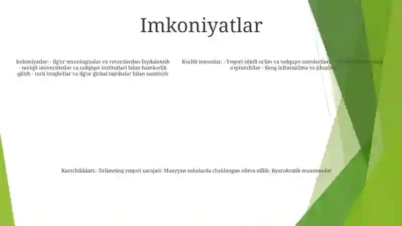İQtisodiy Rivojlangan Davlatlar Ta‘Lim Tizimi. Swot Tahlil 4